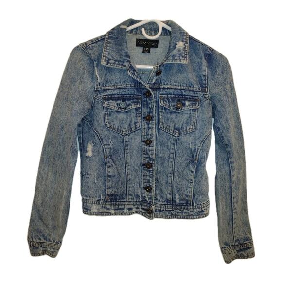 Tinseltown Jackets & Blazers - Acid Wash Distressed Denim Jacket XS – Tinseltown Teen Couture Grunge Trucker,